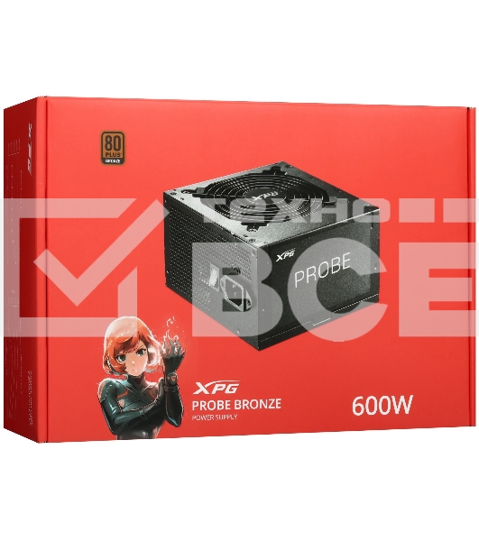 Блок питания ADATA XPG PROBE600B-BKCEU, 600Вт, 80 PLUS Bronze, 120мм, черный