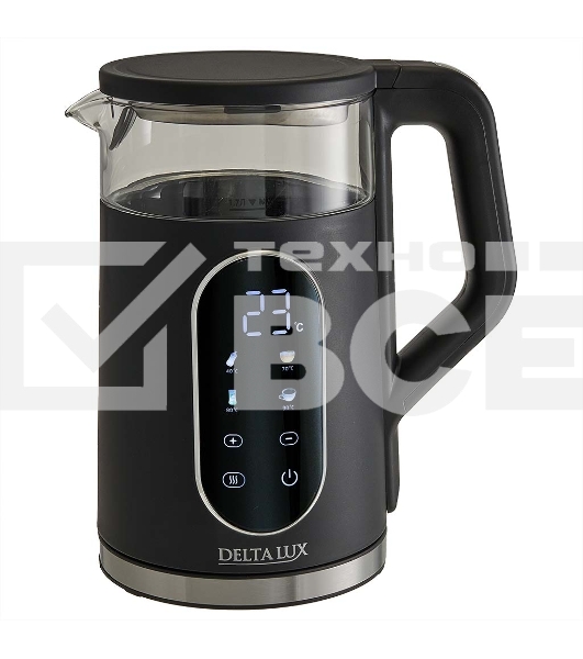 Чайник DELTA LUX DE-1025 черный 2,2кВт, 1,7 л, LC