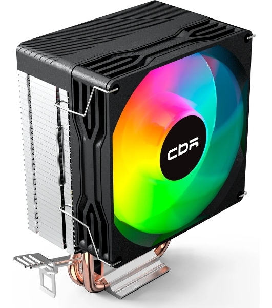 Кулер для процессора CBR CBR-CC-2115-RGB-PWM Al+Cu, 2 heat pipes, Socket 775/1155/1156/1150/1151/1200/1700/940/AM2/АМ2+/АМ3/AM3+/FM1/FM2/AM4/AM5, TDP 115W, 90mm Fan, 2600RPM, HB, RGB, PWM, 32db