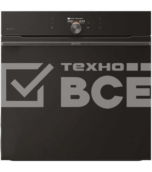 Встраиваемая электрическая духовка Gorenje BP6138B, объем 77 л, макс. температура 320 градусов, сенсорное/поворотное управление, Wi-Fi, пиролитическая очистка, телескопические направляющие на одном уровне, термощуп, AirFry, автоматические программы, динамическая система охлаждения, многоуровневое приготовление, PerfectGrill, энергоэффективность А+, черный