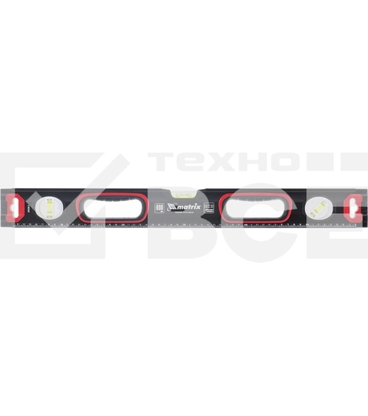 Уровень алюминиевый Matrix, усиленный, фрезерованный, 3 глазка, 2 комп. рукоятки, 2000 мм