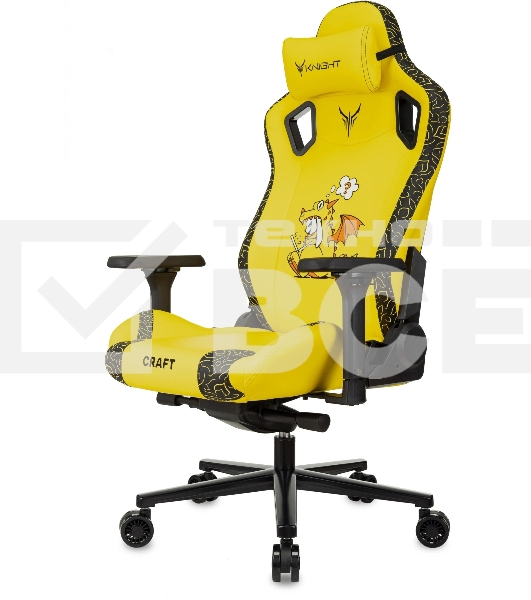 Кресло Knight Craft Dragon желтый, экокожа, 120 кг, механизм качания