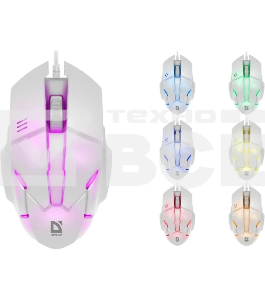 Мышь проводная Defender Host MB-982 белый, 1000 dpi, USB, кнопки - 3