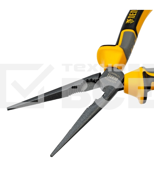 Длинногубцы прямые Denzel 205 мм, трехкомпонентные рукоятки