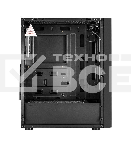 Компьютерный корпус Miditower ExeGate EVO-9211 (ATX, без БП, с окном, 2хUSB+1хUSB 3.0, HD аудио, черный, 1 вент. с RGb подсветкой)