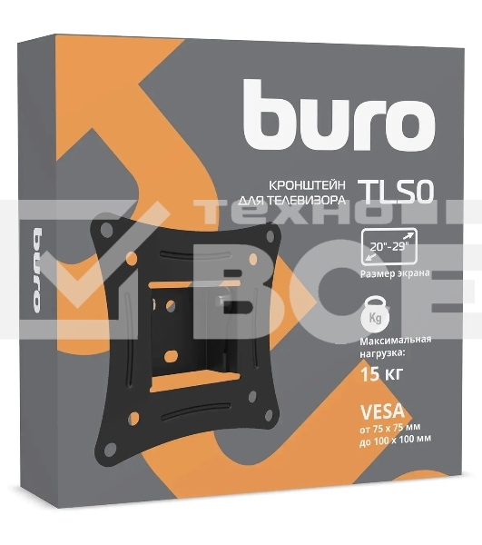 Кронштейн для телевизора Buro TLS0 черный, 20'-29' макс. 15 кг, настенный, наклон