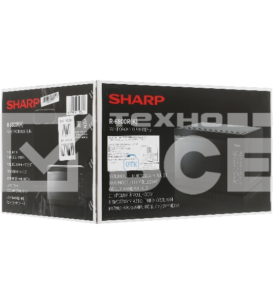 Микроволновая печь Sharp R-6800RK черный, 20 л, 800 Вт, переключатели - сенсор