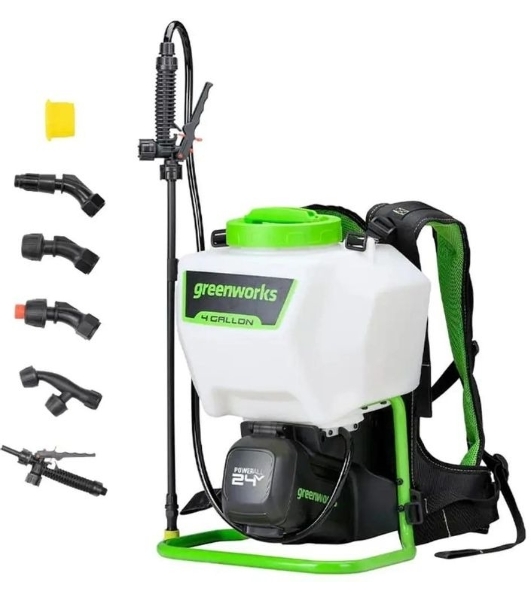 Опрыскиватель Greenworks G24BPSII аккум. ранц. 15л белый/зеленый (5300307)