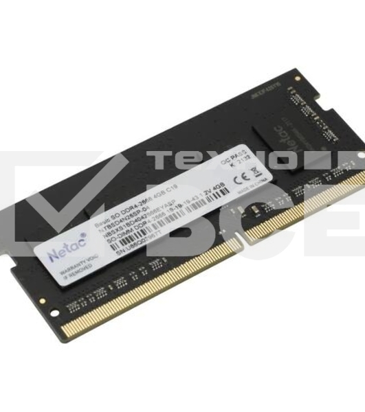Оперативная память NETAC Basic, DDR4, 4GB (1x4GB), 2666MHz, CL19, SO-DIMM