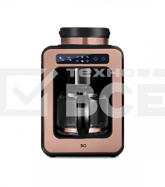Кофеварка капельная BQ CM7000 Rose Gold-Black со встроенной кофемолкой, исп. кофе - молотый/зерновой, 0.6 л, 600 Вт.