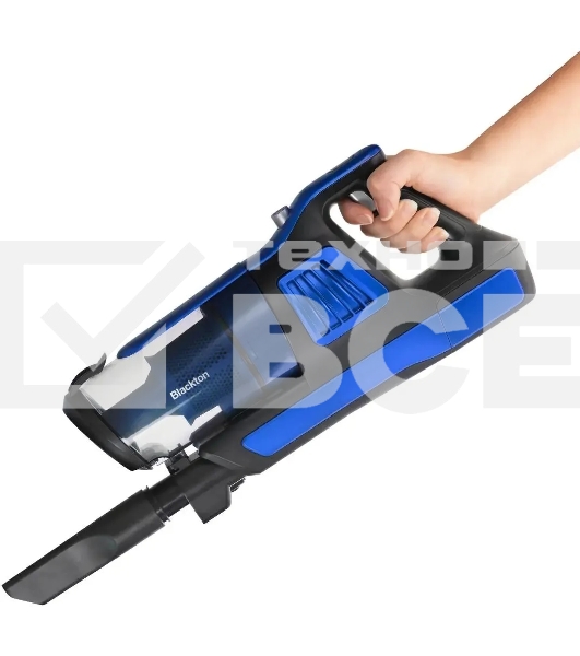Пылесос вертикальный Blackton Bt VCA1401B черный-синий, питание от аккумулятора, 120 Вт, уборка сухая, пылесборник 0.6 л, работа от АКБ max 40 мин
