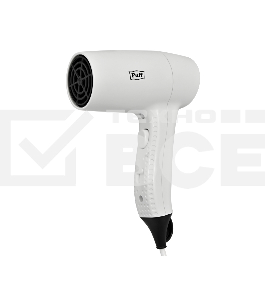 Фен для волос настенный Puff 1203B, белый, 1,2 кВт