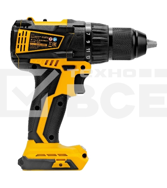 Дрель-шуруповерт Denzel BLDL-IB-18-0, Аккумуляторная, 18В, Без АКБ и ЗУ