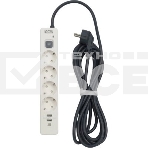 Сетевой фильтр Powercom SP-01 USB2A1CW 3,0М 3.0 м, 4 розетки, белый/серый, коробка, фото 1