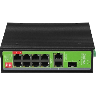 Коммутатор Digma DSP408F-2G1S-300, 8×100 Мбит/с + 2×1 Гбит/с + 1×1 Гбит/с SFP, неуправляемый