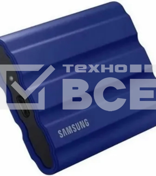 Накопитель  Samsung External SSD T7 Shield, 2TB, Type C-to-C/A, USB 3.2 Gen2, R/W 1050/1000MB/s, IP65, 88x59x13mm, 98g, Blue (12 мес.)