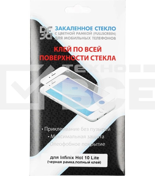 Защитное стекло для экрана DF inColor-01 для Infinix Hot 10 Lite 2.5D, 1 шт, черный