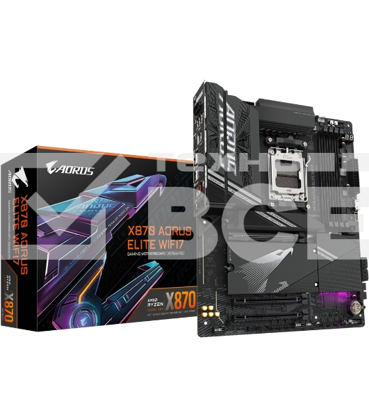Материнская плата Gigabyte X870 AORUS ELITE WIFI7, AM5, AMD X870, 4xDDR5, 4xSATA, 4xM.2, 1xPCI-E 5.0 x16, 1xPCI-E 4.0 x4, 1xPCI-E 3.0 x2, 1xHDMI, 1x 2.5Gb LAN, 4xUSB-A 3.2 Gen 1, 2xUSB-A 3.2 Gen 2, 4xUSB-A 2.0, 2xUSB-C 4.0, 2x3.5 мм, 7.1, ATX