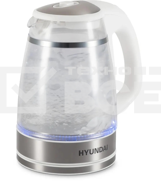 Чайник электрический Hyundai HYK-G3506 1.7л. 2200Вт белый/серебристый корпус: стекло