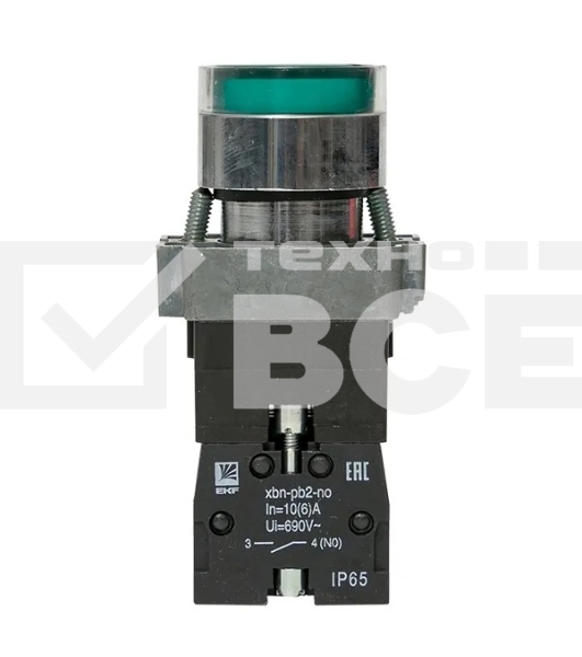 Кнопка BA31 с подсветкой 230В зел. NO IP65 PROxima EKF xb2-bw31-230-65