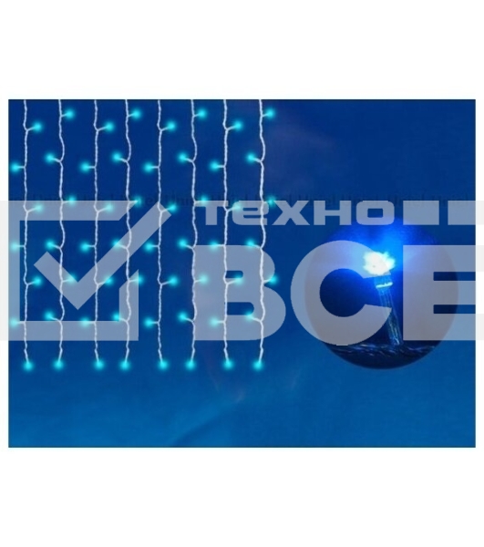 Занавес светодиодный с контроллером 1.5х1м 160 светодиодов синий свет Провод прозрачный ULD-C1510-160/DTA BLUE IP20