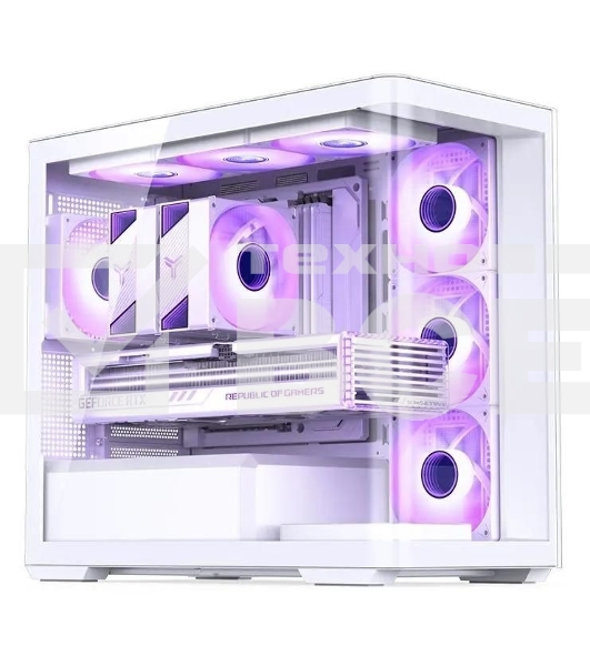 Корпус без блока питания JONSBO D300, Mini-Tower, TG, no fan, 2xUSB-A 3.2 + 1xUSB-C 3.2, mATX, mITX White