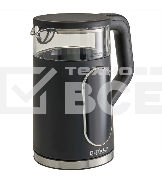 Чайник DELTA LUX DE-1025 черный 2,2кВт, 1,7 л, LC