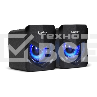 Акустическая система 2.0 ExeGate EX289685RUS Accord 200 (питание USB, 2х3Вт (6Вт RMS), 60-20000Гц, черный, синяя подсветка)