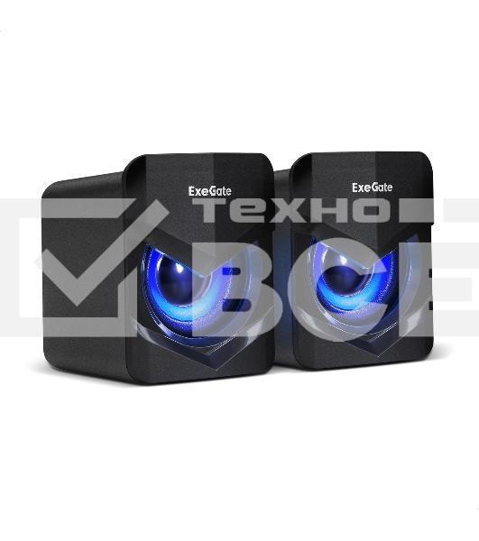 Акустическая система 2.0 ExeGate EX289685RUS Accord 200 (питание USB, 2х3Вт (6Вт RMS), 60-20000Гц, черный, синяя подсветка)