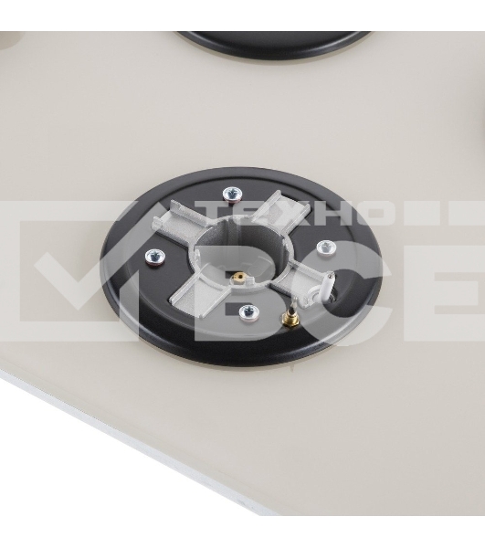 Газовая варочная панель Maunfeld EGHG.43.33CBG/G газ, ширина 45 см, 3 конфорки, WOK, чугунные решетки, газ-контроль, электроподжиг, бежевый