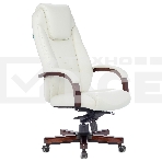 Кресло руководителя Бюрократ T-9923WALNUT/IVORY слоновая кость кожа крестовина дерево, фото 1