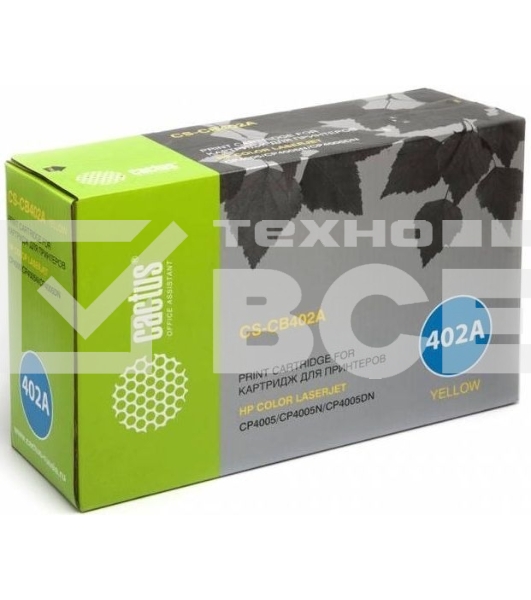 Картридж лазерный Cactus CS-CB402AR желтый (7500 стр.) для HP CLJ CP4005/CP4005DN/CP4005N