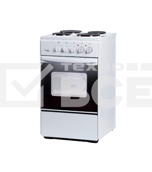 Плита электрическая Лада Nova AE 14027 W белый, конфорок 4 электрических, духовка 50 л, 50 см x 85 см x 60 см