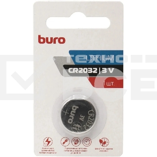 Батарея Buro Lithium CR2032 (1шт) блистер, 3 В