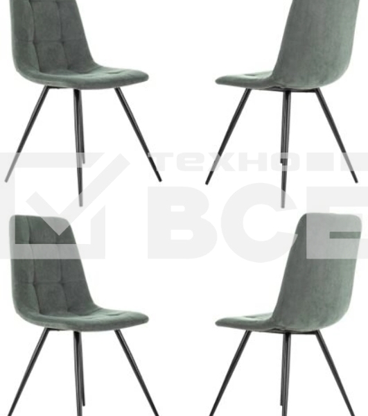 Стул для дома Бюрократ KF-9 4 комплект 4 шт серый Alfa 44 металл черный на ножках (KF-9/ALFA44 4)