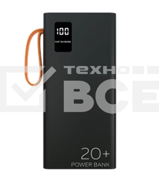 Портативный аккумулятор More choice (4620202550569) PB22-20 с кабелем 2USB 2.1A - 20000mAh черный