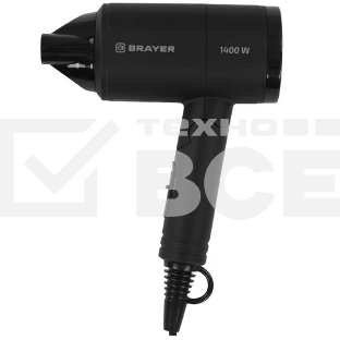 Фен BRAYER BR3040 черный, 1400 Вт, компактный