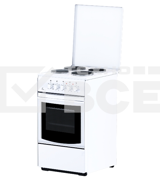 Плита электрическая FLAMA AE 1409 W белый, конфорок 4 электрических, духовка 50 л, 50 см x 85 см x 60 см