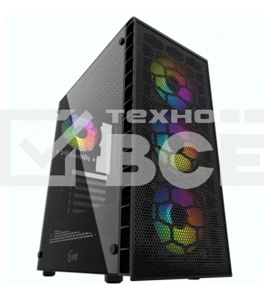 Компьютерный корпус Powercase Mistral Z4С Mesh LED, Tempered Glass, 4x 120mm 5-color fan, чёрный, ATX  (CMIZ4C-L4)