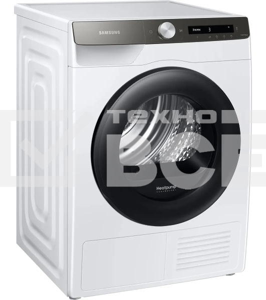 Сушильная машина Samsung DV90T5240AT/LP белый, 9 кг, сушка - тепловой насос, программ - 14, 60 x 85 x 65 см