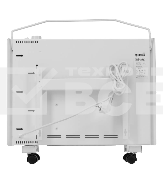Конвектор Denzel XCE-1000 белый, 1000 Вт, 15 м2, термостат