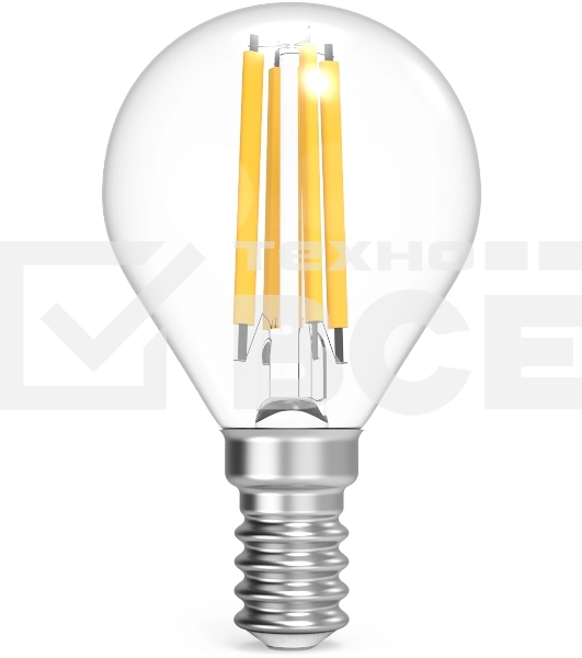 Лампа филам. Gauss Filament 13Вт цок.:E14 шар св.свеч.бел.теп. (упак.:10шт) (105801113)