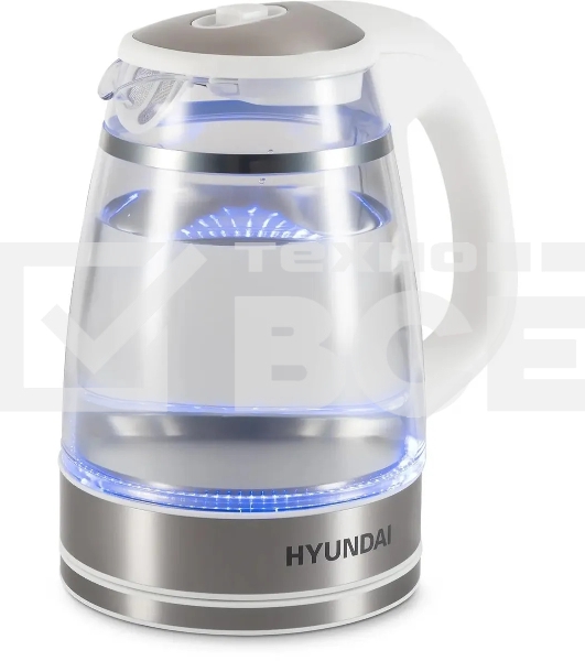 Чайник электрический Hyundai HYK-G3506 1.7л. 2200Вт белый/серебристый корпус: стекло