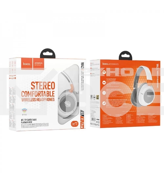 Беспроводные/проводные наушники Hoco W43 белый, накладные, Bluetooth + проводной, складная конструкция, до 25 ч.