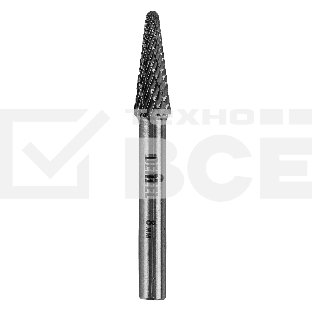 Борфреза по металлу Denzel твердосплавная, коническая закругленная, тип-L, 8 мм