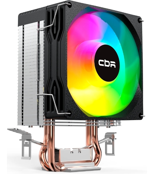 Кулер для процессора CBR CBR-CC-2115-RGB-PWM Al+Cu, 2 heat pipes, Socket 775/1155/1156/1150/1151/1200/1700/940/AM2/АМ2+/АМ3/AM3+/FM1/FM2/AM4/AM5, TDP 115W, 90mm Fan, 2600RPM, HB, RGB, PWM, 32db