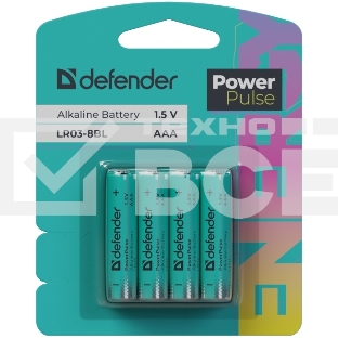 Батарейка алкалиновая Defender LR03-4BL ААА, блистер, 4 шт.,PowerPulse