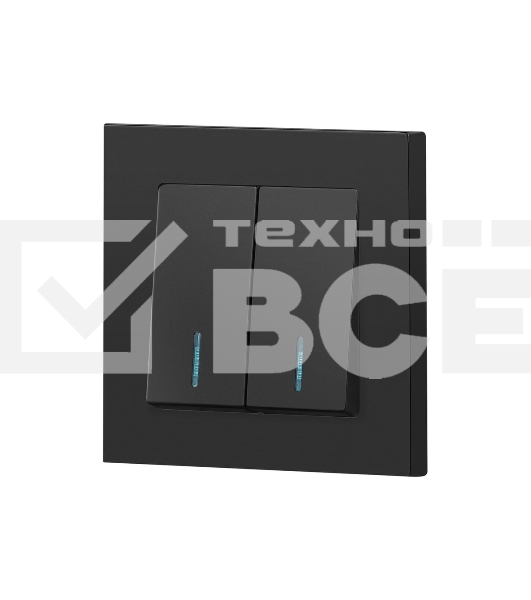 Выключатель Intro Accent 6-105-05 двойн. с подсветкой 10А-250В IP20 СУ AL/CU антрацит Б0063516