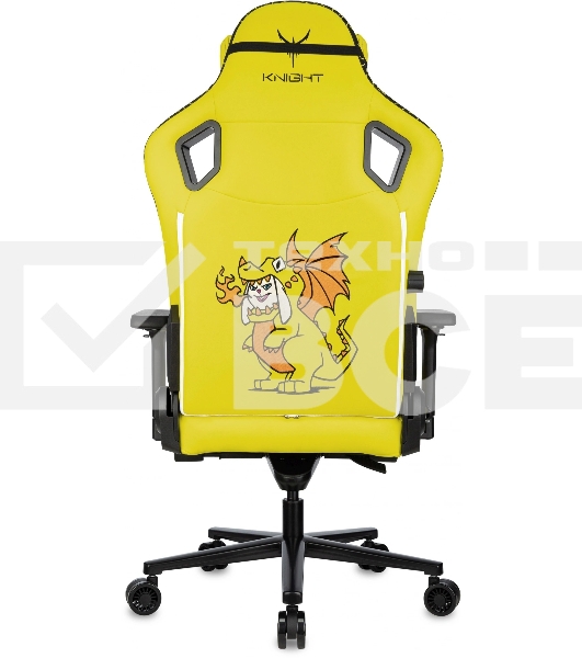 Кресло Knight Craft Dragon желтый, экокожа, 120 кг, механизм качания