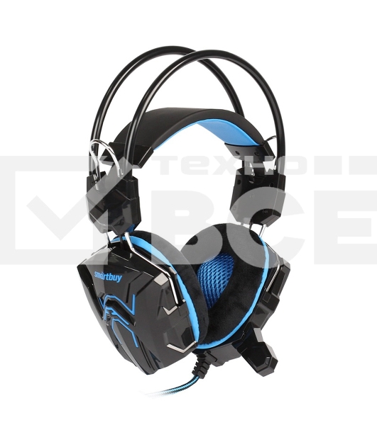 Гарнитура проводная игровая RUSH COBRA, динамики 40мм, велюровые амбушюры, черный/синий (SBHG-1000)